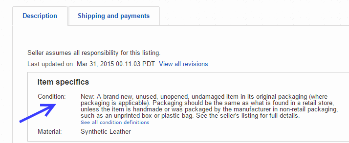 ebay item condition