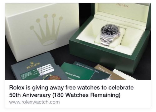לא, רולקס לא מחלקת שעונים במתנה